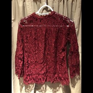 SHEIN Lace Burgandy Top